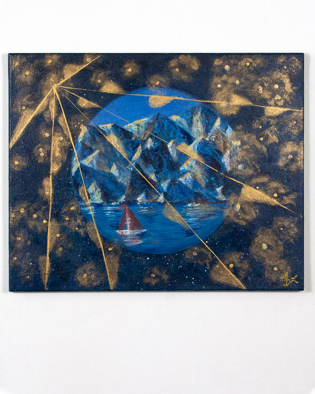 Painting “Golden Trace Beyond the Granite Horizon”