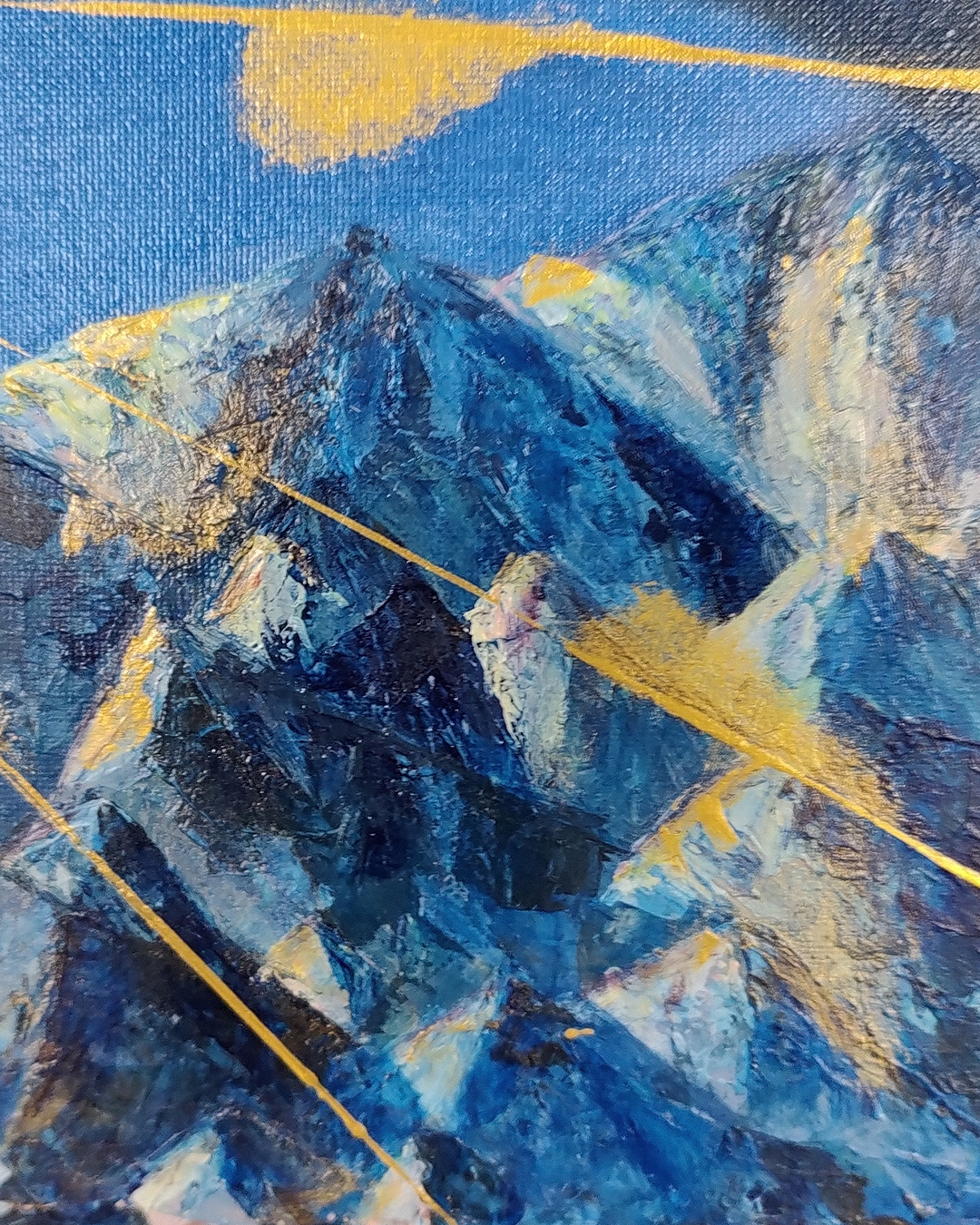 Detail of painting “Golden Trace Beyond the Granite Horizon”