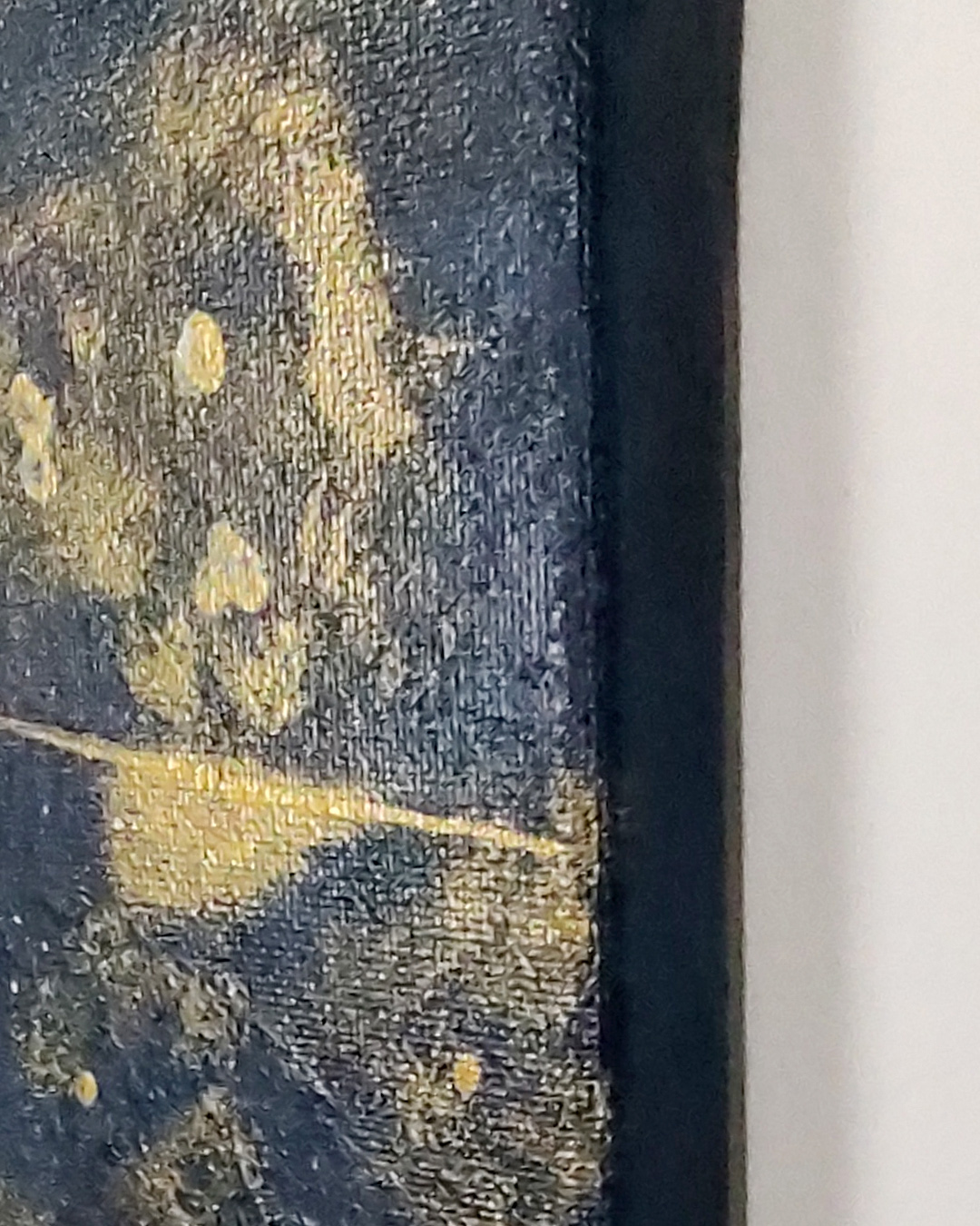 Edge of painting “Golden Trace Beyond the Granite Horizon”