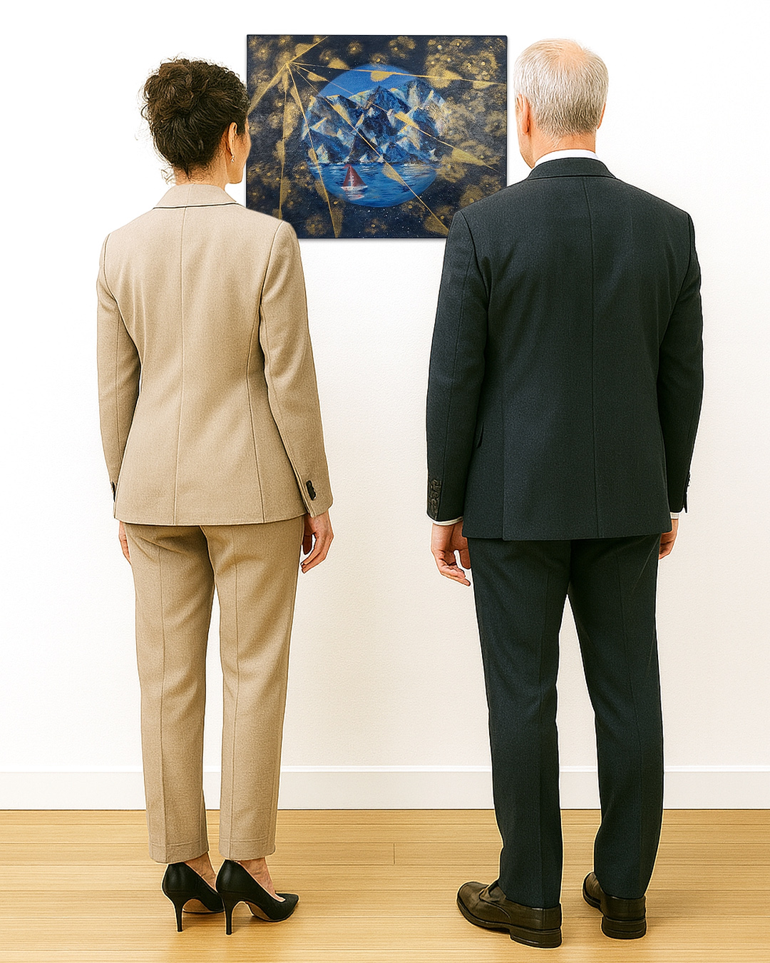 Painting “Golden Trace Beyond the Granite Horizon” on exhibition